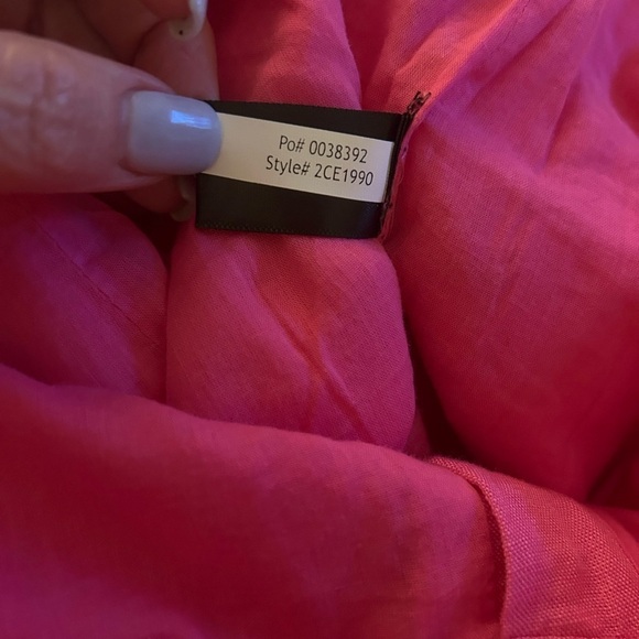 Boston Proper Floral Embellished Linen Pant Pink Multi Colored Sequins Size 12 - Picture 9 of 11